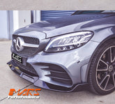Gloss Black Brabus Style Front bumper Lip Spoiler for Mercedes-Benz C-Class C205 S205 W205 AMG Package & C43 2019-2022